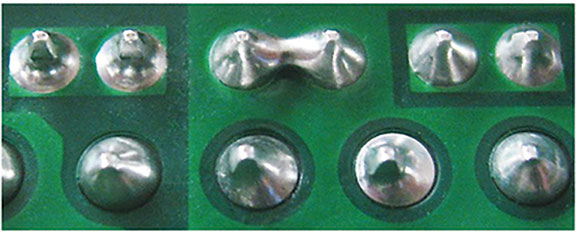 Figure 1. Solder bridges are one of the most frequently experienced solder defects.